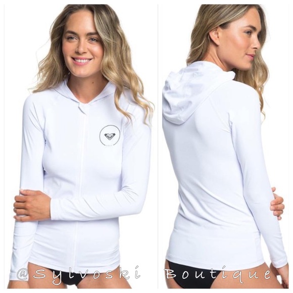 🔥 Roxy Essentials Lycra Hoodie Rashguard - Womens NWT - Picture 3 of 9